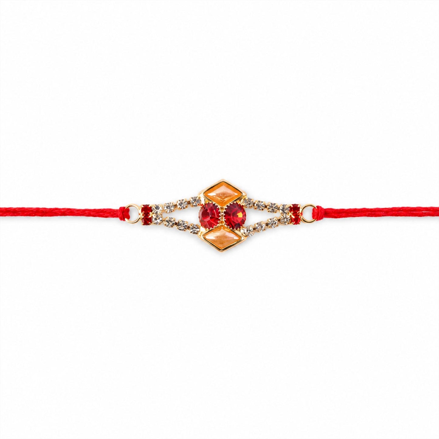 Vibrant Kundan Rakhi displayed for Raksha Bandhan celebration.