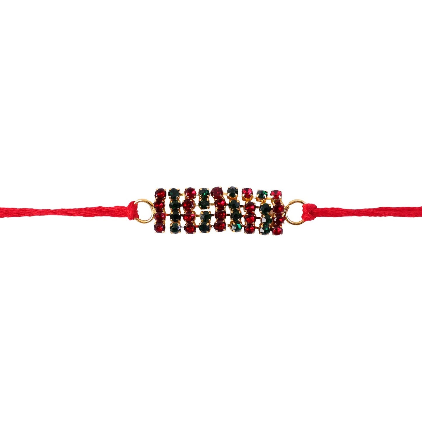 Stylish multicolour crystal rakhi with attractive centerpiece design