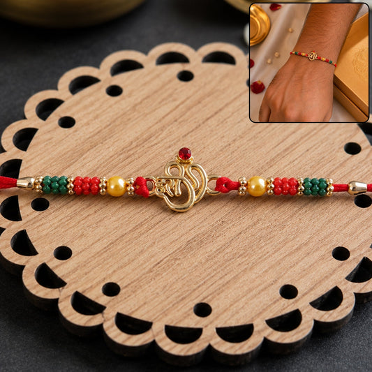 Beautiful decorative Rakhi with beads and traditional design for Raksha Bandhan