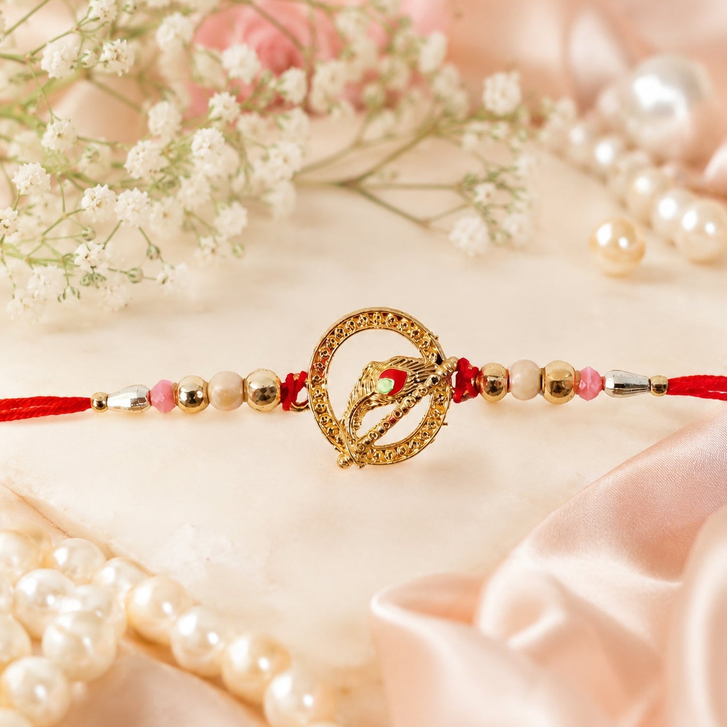 Beautiful beaded spiral rakhi for Raksha Bandhan special occasion