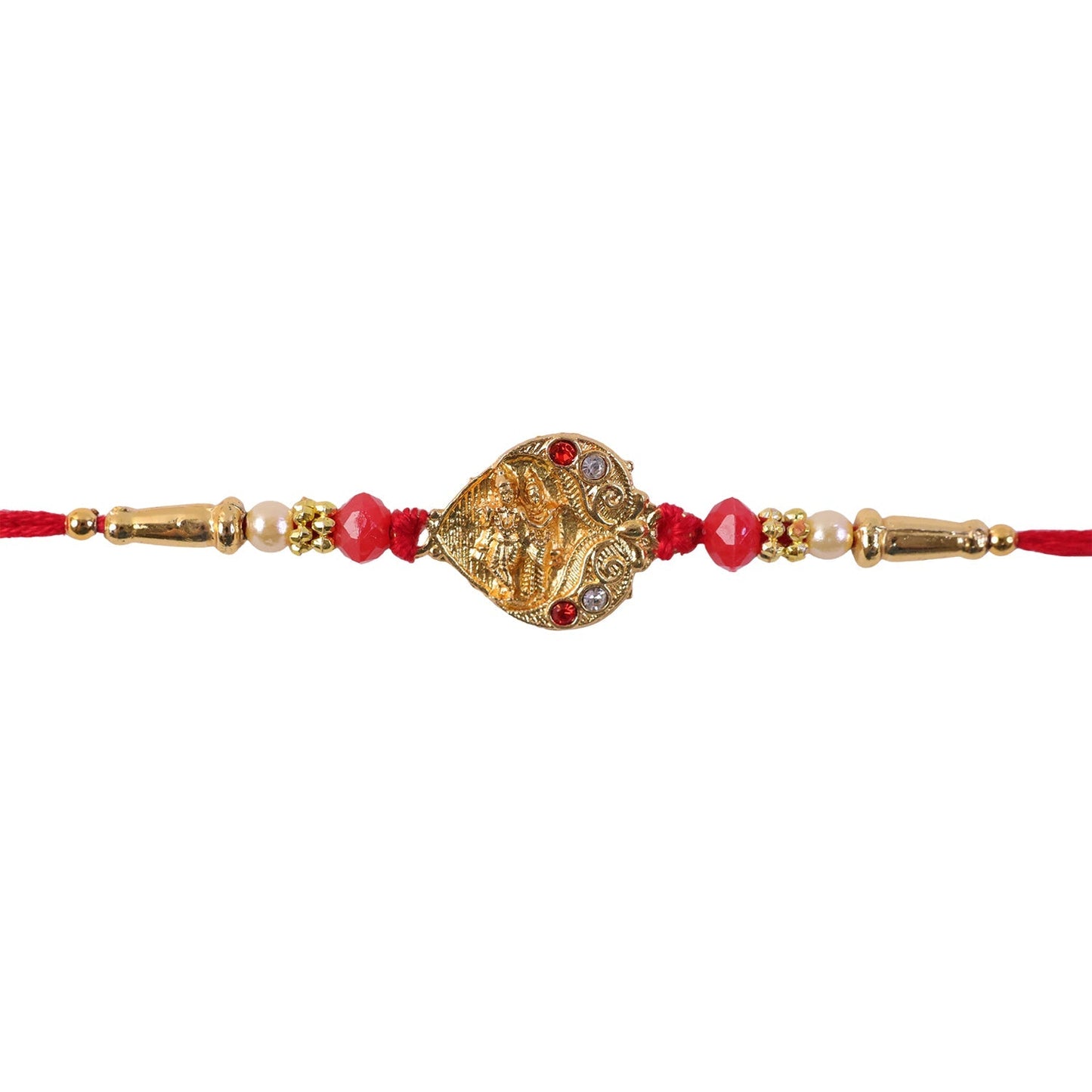 Stylish traditional rakhi with intricate beadwork and vibrant colors.