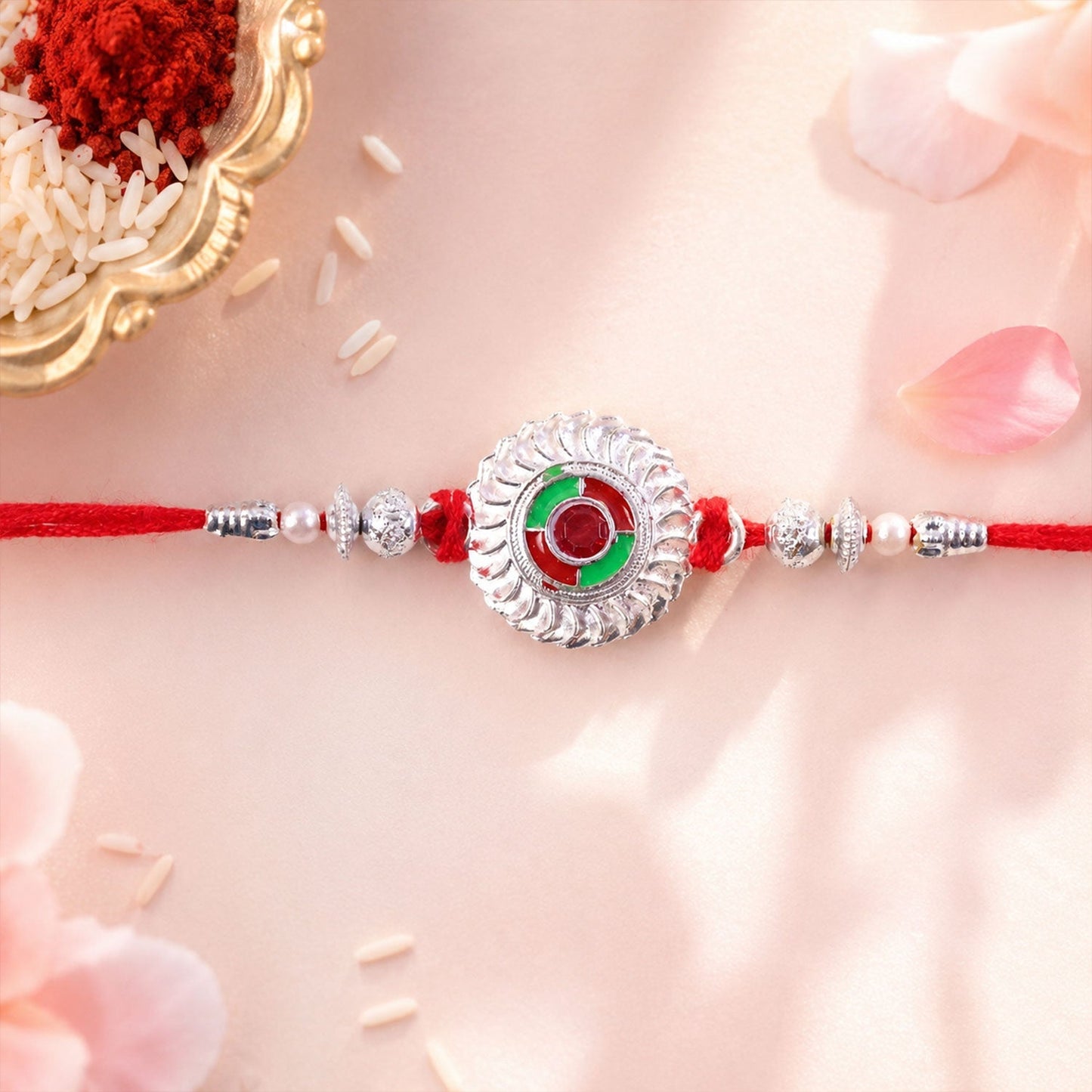 Elegant Rakhi with traditional design and festive appeal, suitable for brothers of all ages