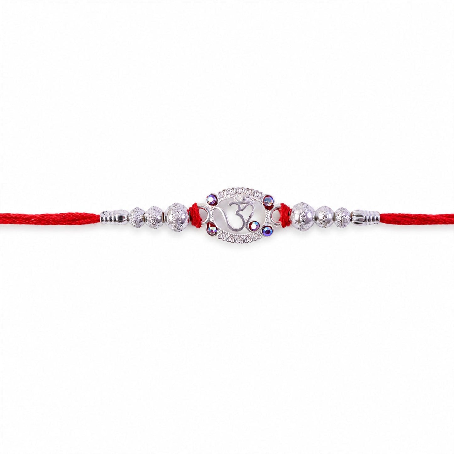 Beautiful traditional Rakhi featuring Om symbol and decorative elements