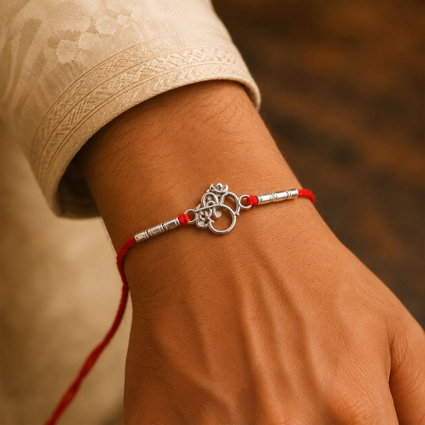 Beautiful Festive Rakhi featuring textured beads and modern design for brothers.
