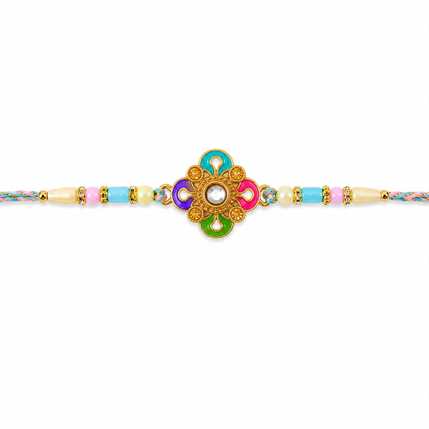 Festive colorful Rakhi for Rakshabandhan with floral design
