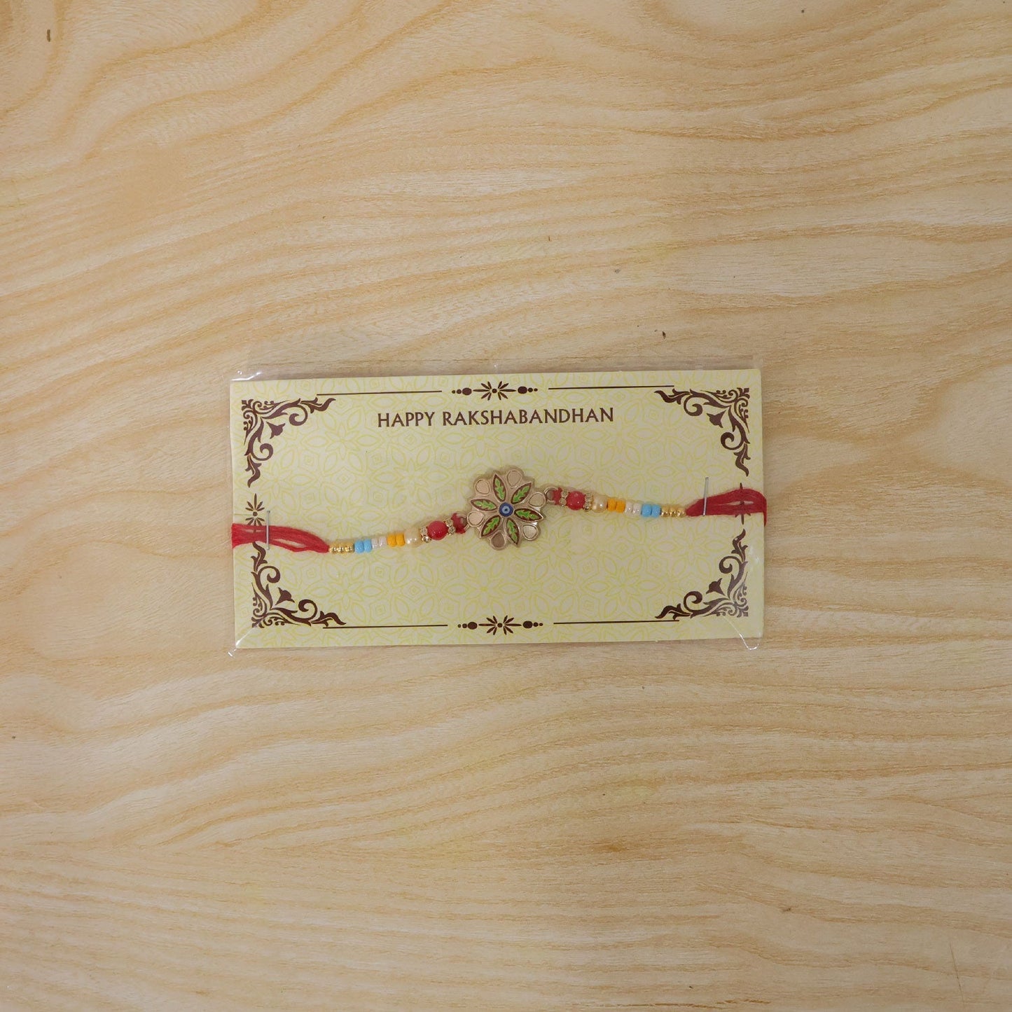Back view of the comfortable, adjustable thread Rakhi.