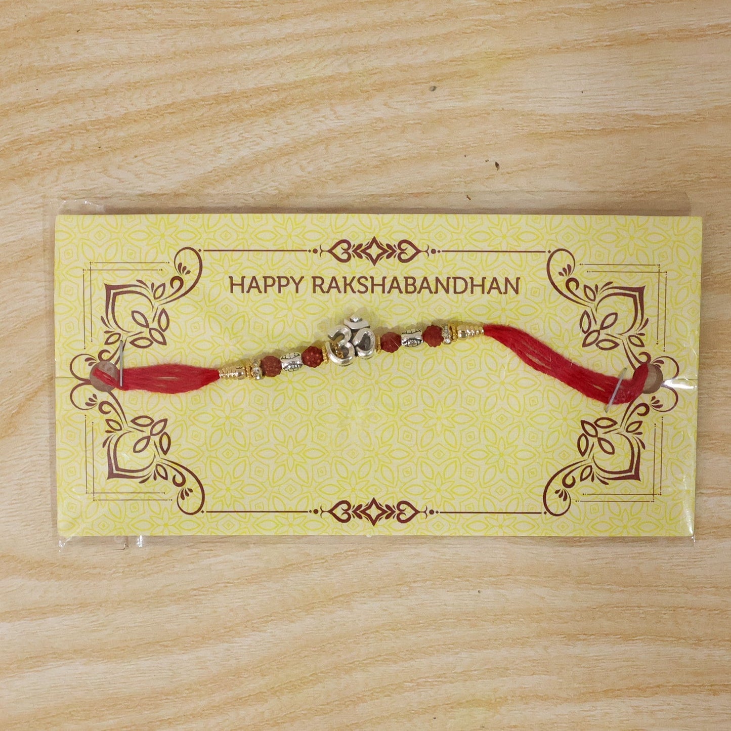 Modern Om Rudraksha Rakhi, perfect for gifting on special occasions.