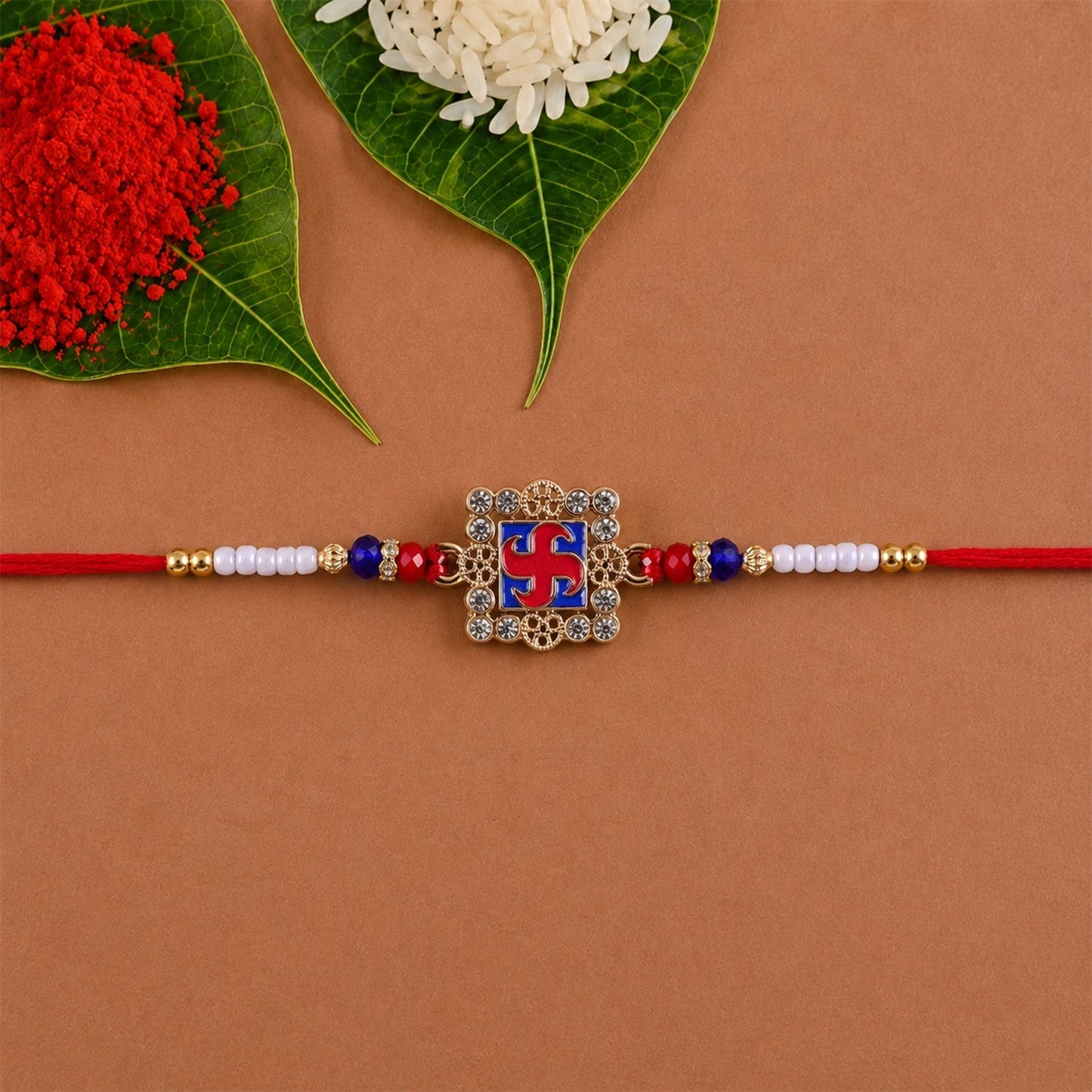 Traditional and modern style Rakhi with gold and meenakari detailing