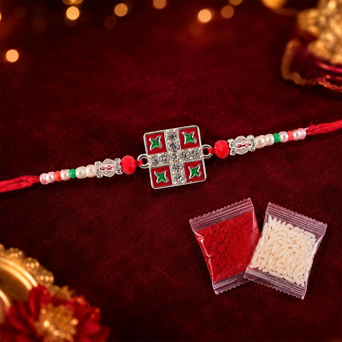 Elegant traditional Rakhi with mynakari design for Raksha Bandhan