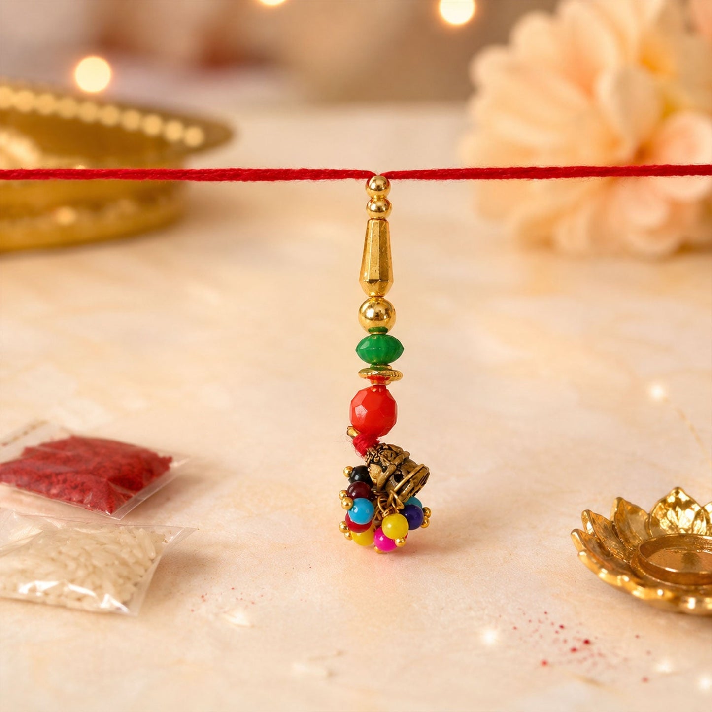 Stylish colourful bead rakhi for brother and sister festivity