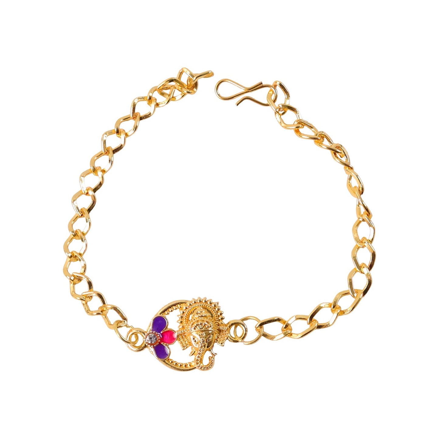 Detailed shot of the Lord Ganesha idol centerpiece on the Rakhi bracelet.