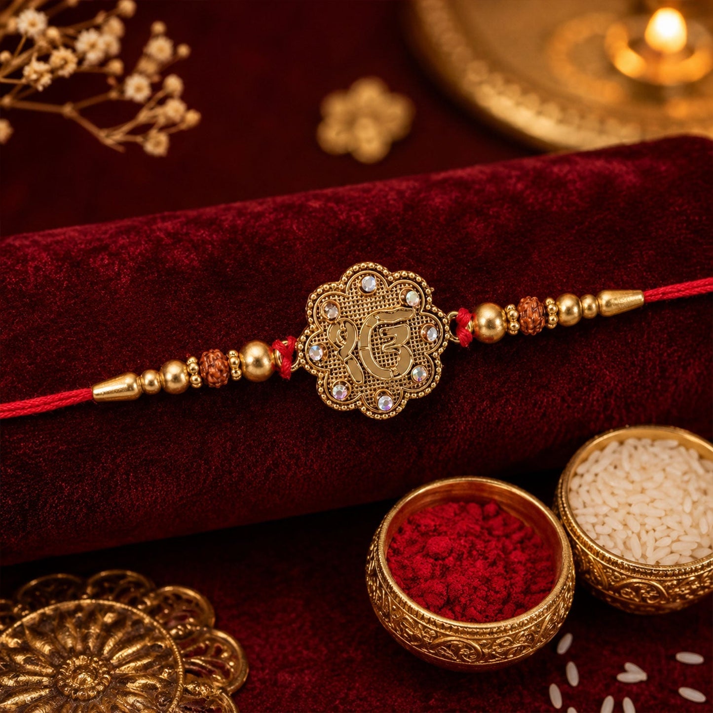 Beautiful stone-studded Rakhi suitable for brothers of all ages