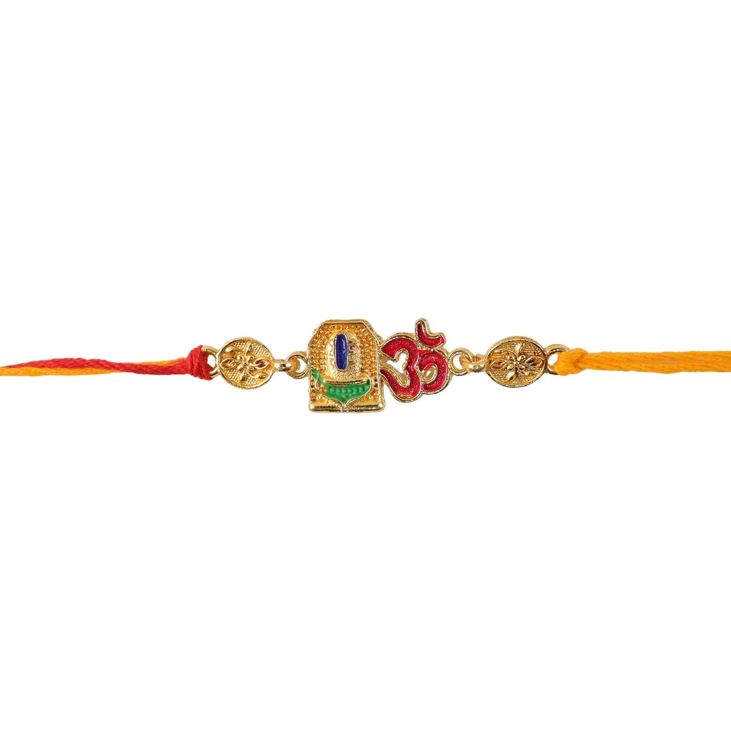 Elegant Om Blue Enamel Rakhi for Raksha Bandhan celebrations