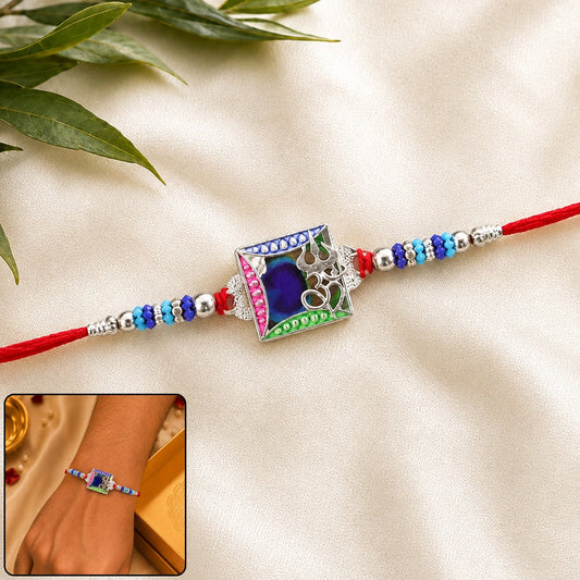 Colorful stone-studded Rakhi design for Raksha Bandhan celebrations