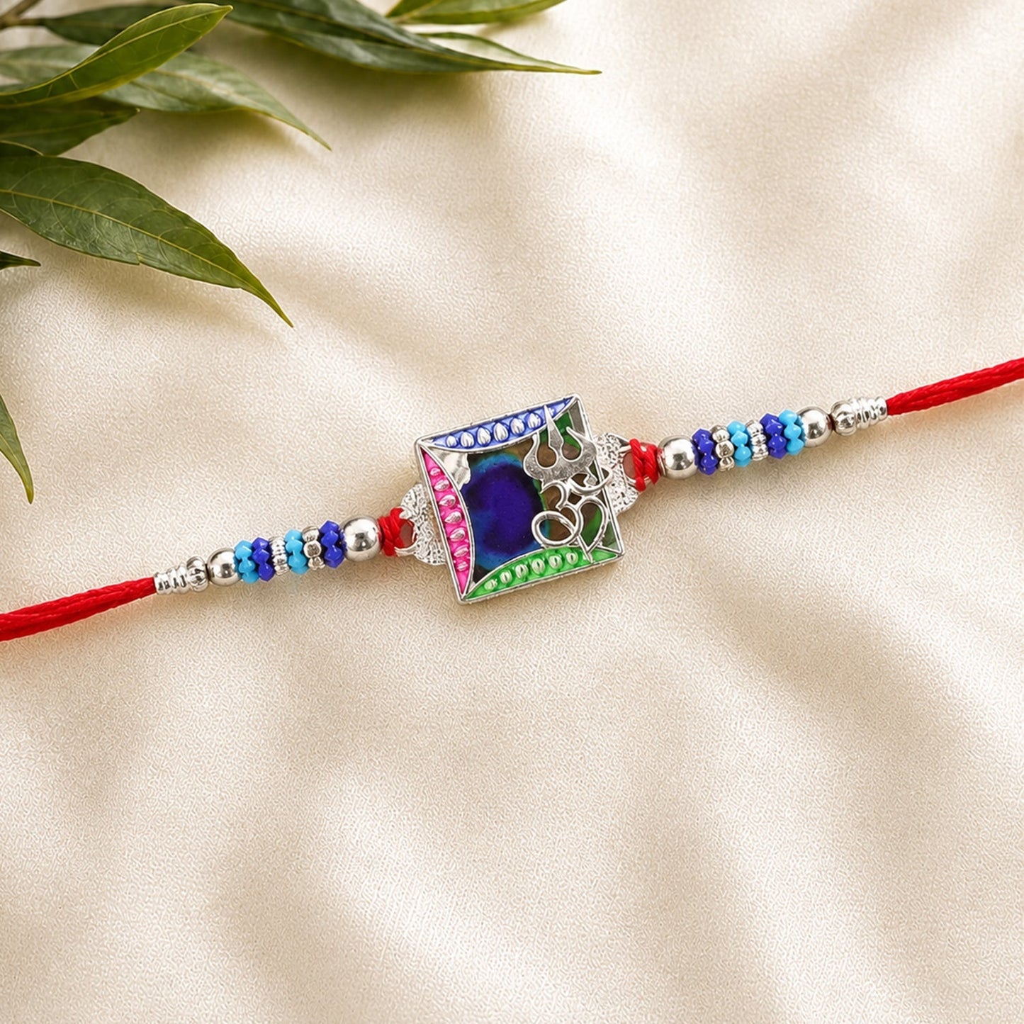 Beautiful multicolor Rakhi with stones and thread for brothers