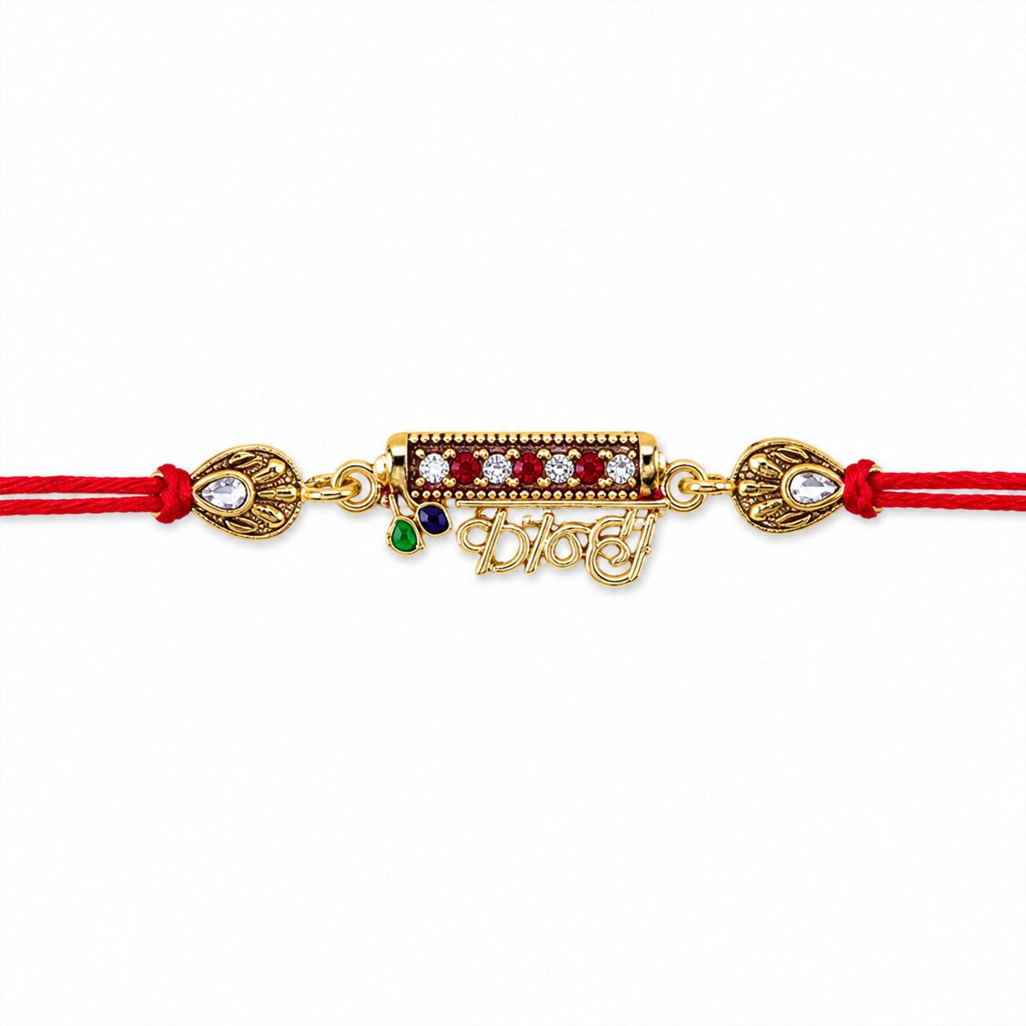Detailed view of Kanha Black Enamel Gold Tone Rakhi