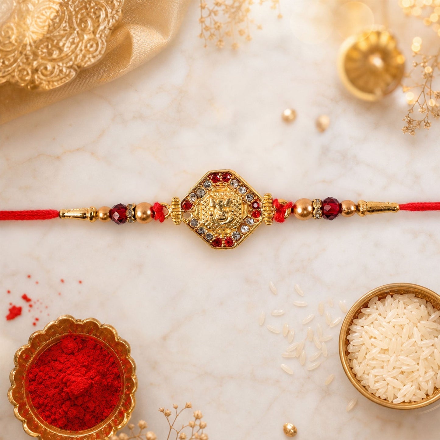 Festive Lord Ganesha Rakhi with traditional motifs and colorful design
