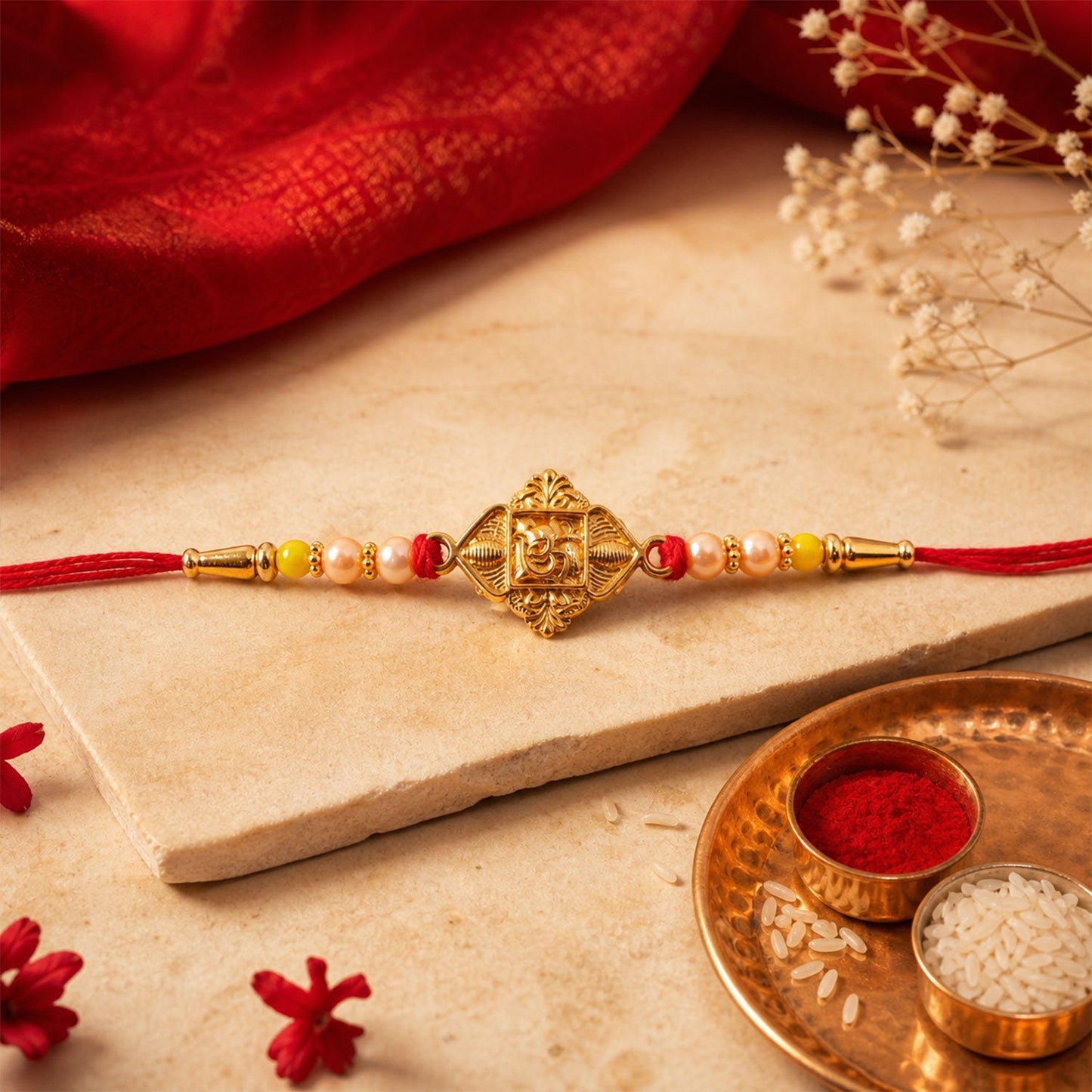 Stylish antique gold-tone Ganesha Rakhi for Raksha Bandhan