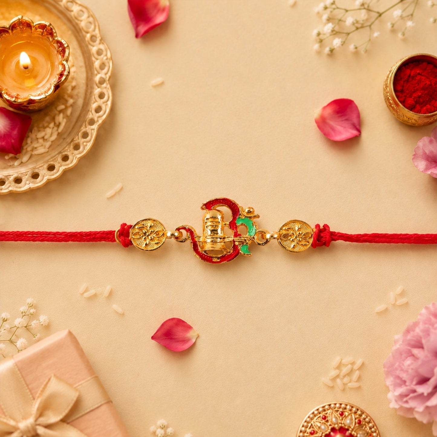 Shivling Rakhi tied on a brother's wrist for Raksha Bandhan
