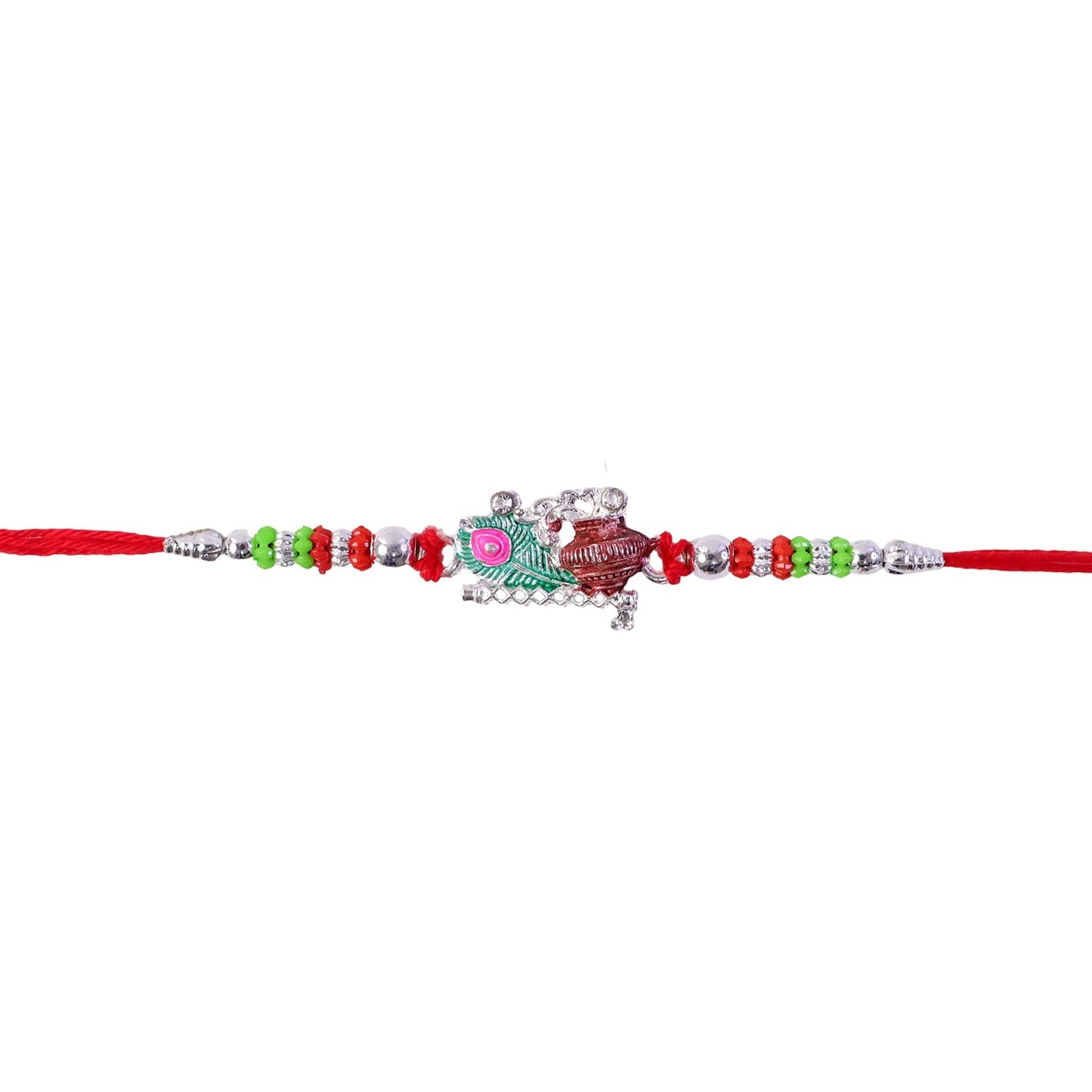 Comfortable thread and Krishna Matki charm on Rakhi