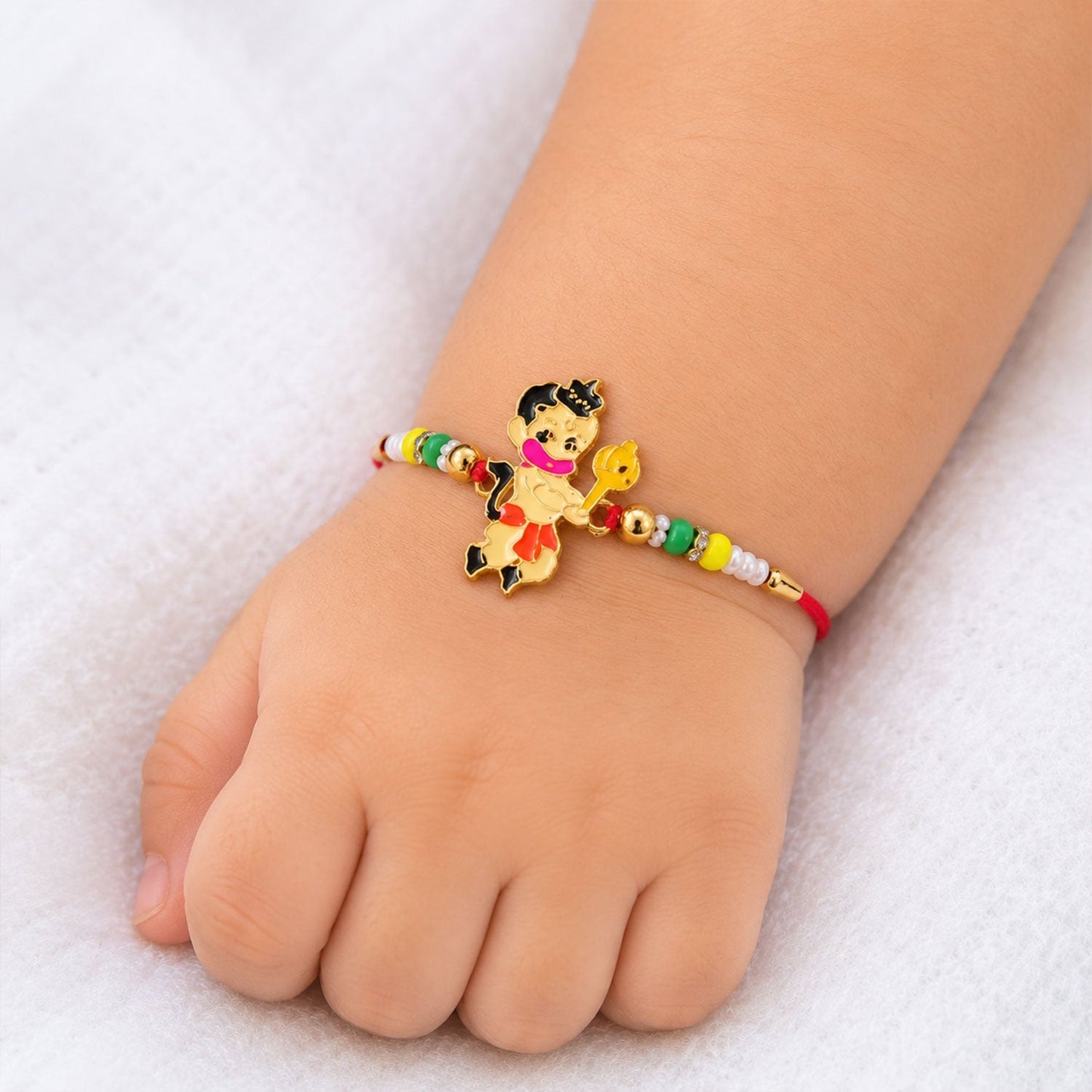 Vibrant multicolor enamel Rakhi featuring Lord Hanuman for Raksha Bandhan