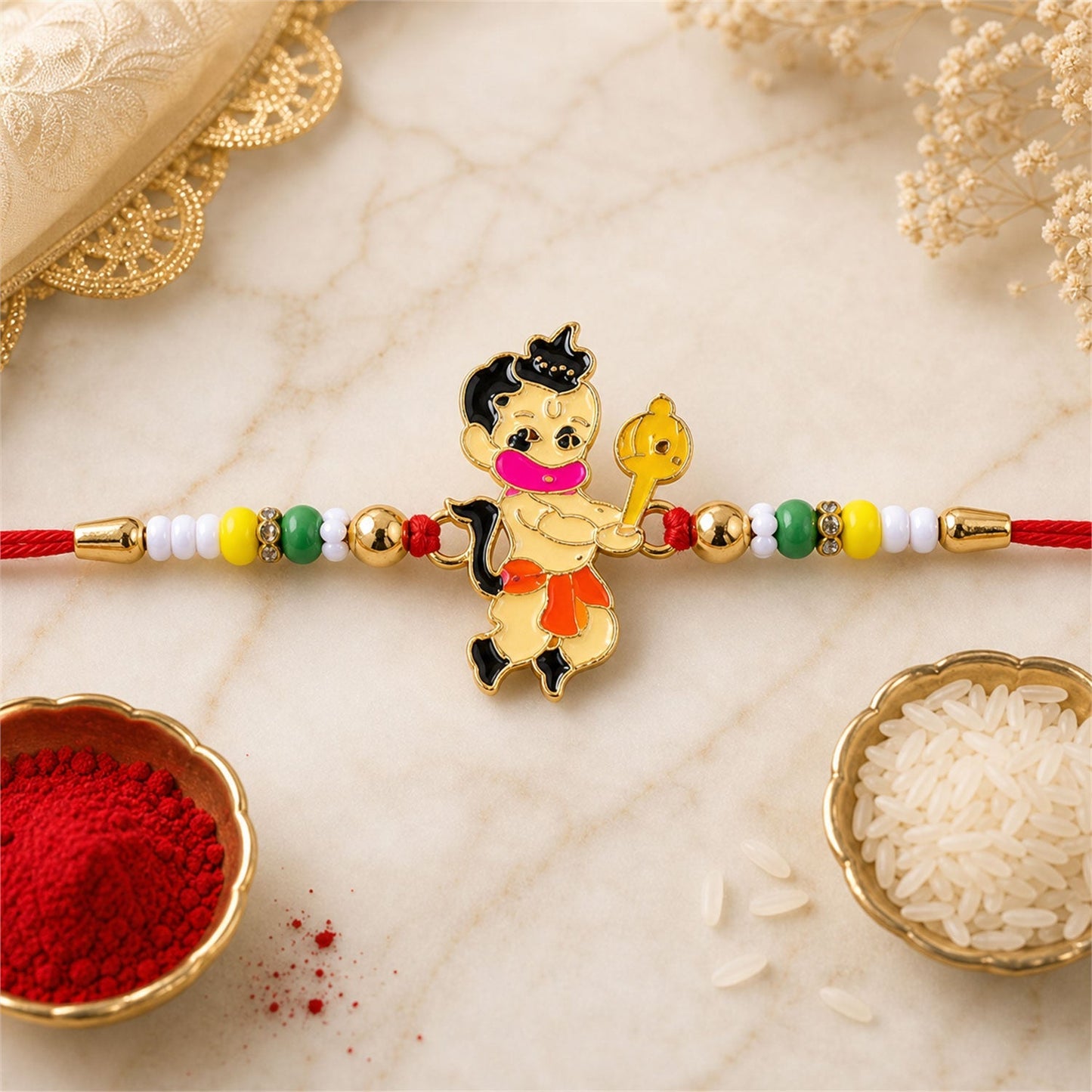 Decorative Bal Hanuman enamel Rakhi for brother celebration