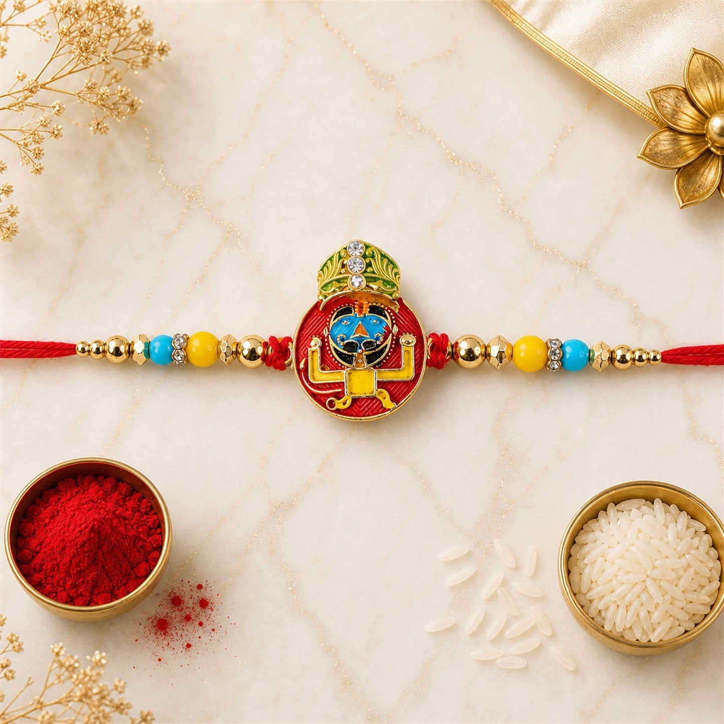 Vibrant enamel kids Rakhi with a fun cartoon character design
