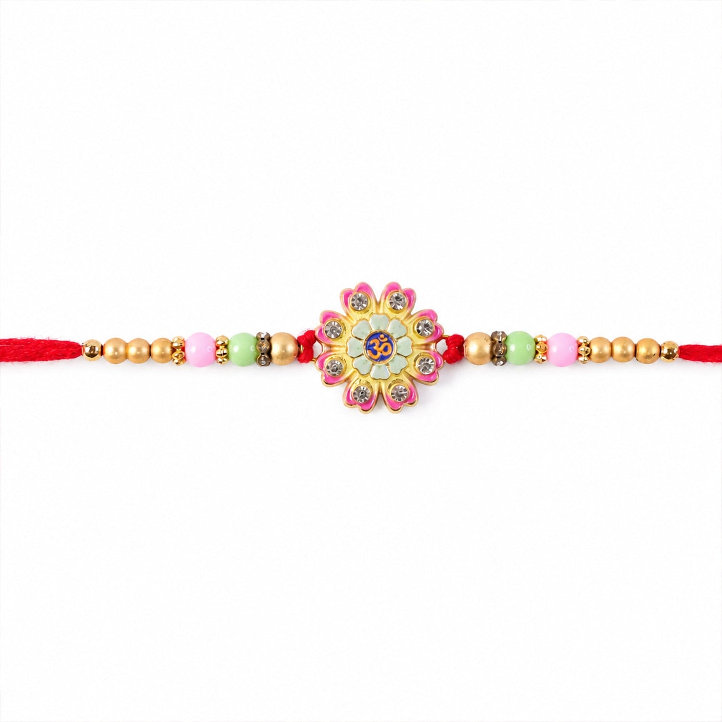 Decorative Meenakari Rakhi on surface, ready for gifting