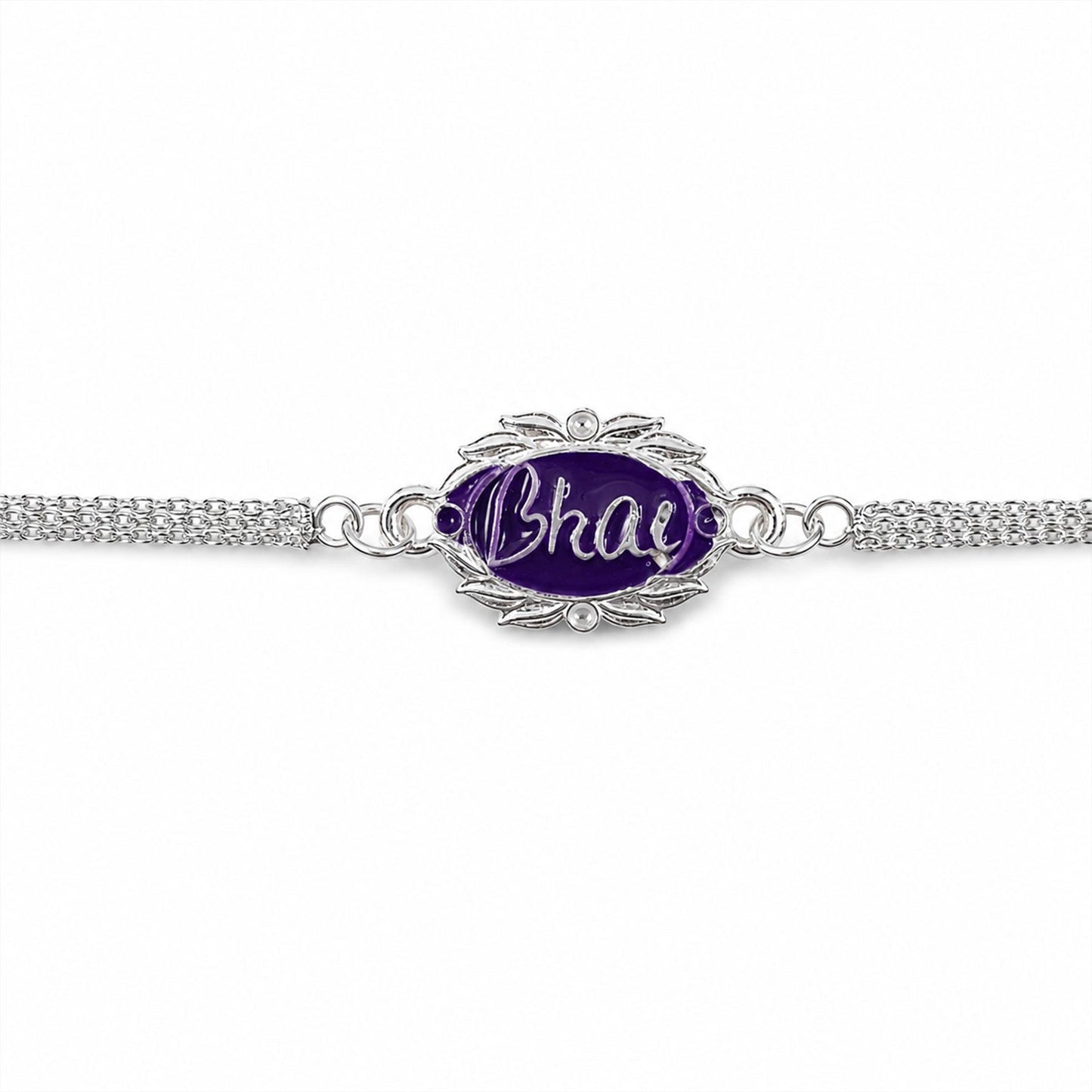 Stylish silver Rakhi, premium design for sibling celebration.
