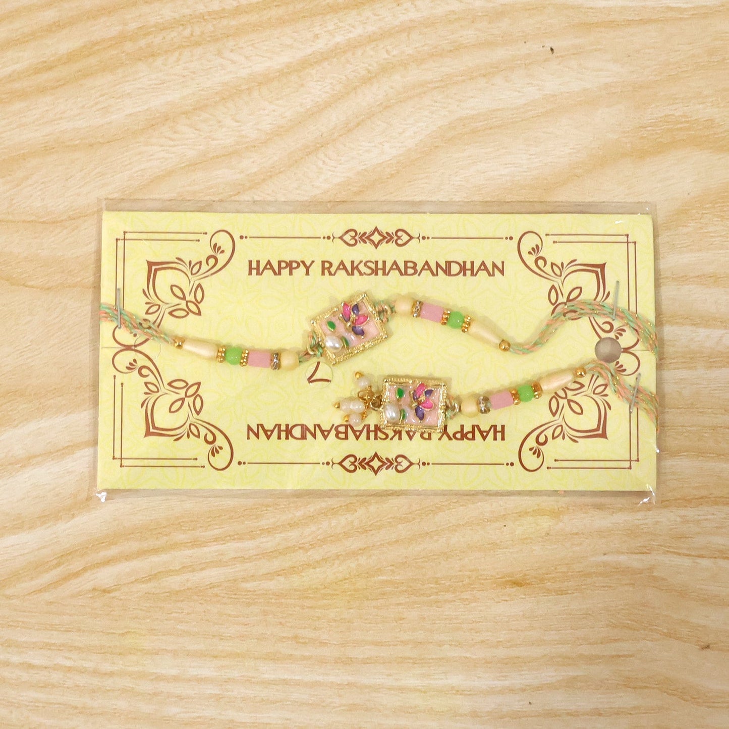 Green Floral Kundan Lumba Rakhi & traditional thread rakhi