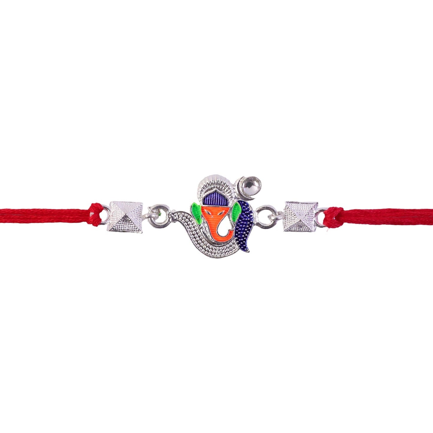 Beautiful Silver Ganesha Rakhi with premium finish for Raksha Bandhan