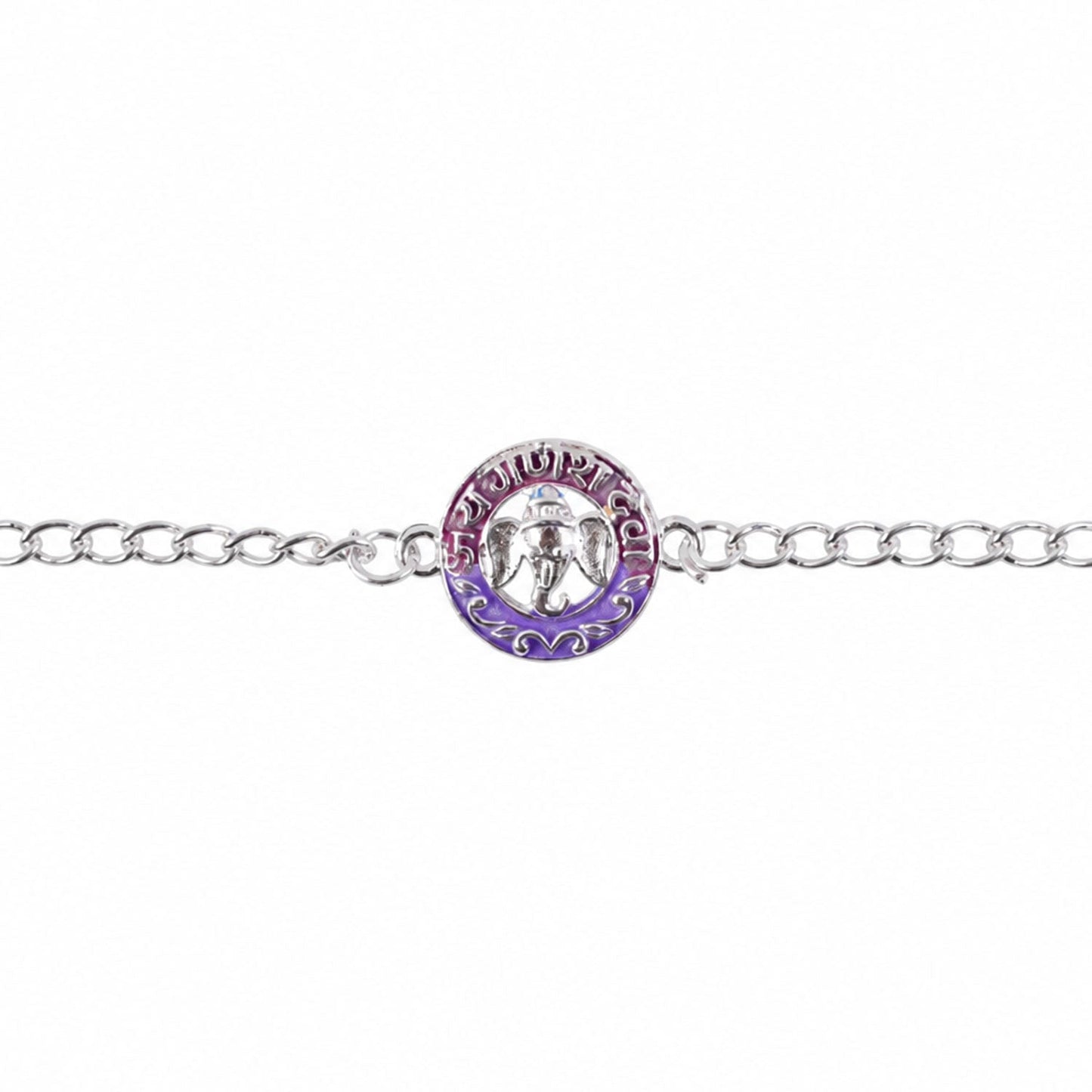 Silver Ganesha enamel frame chain bracelet, suitable for daily wear and gifting