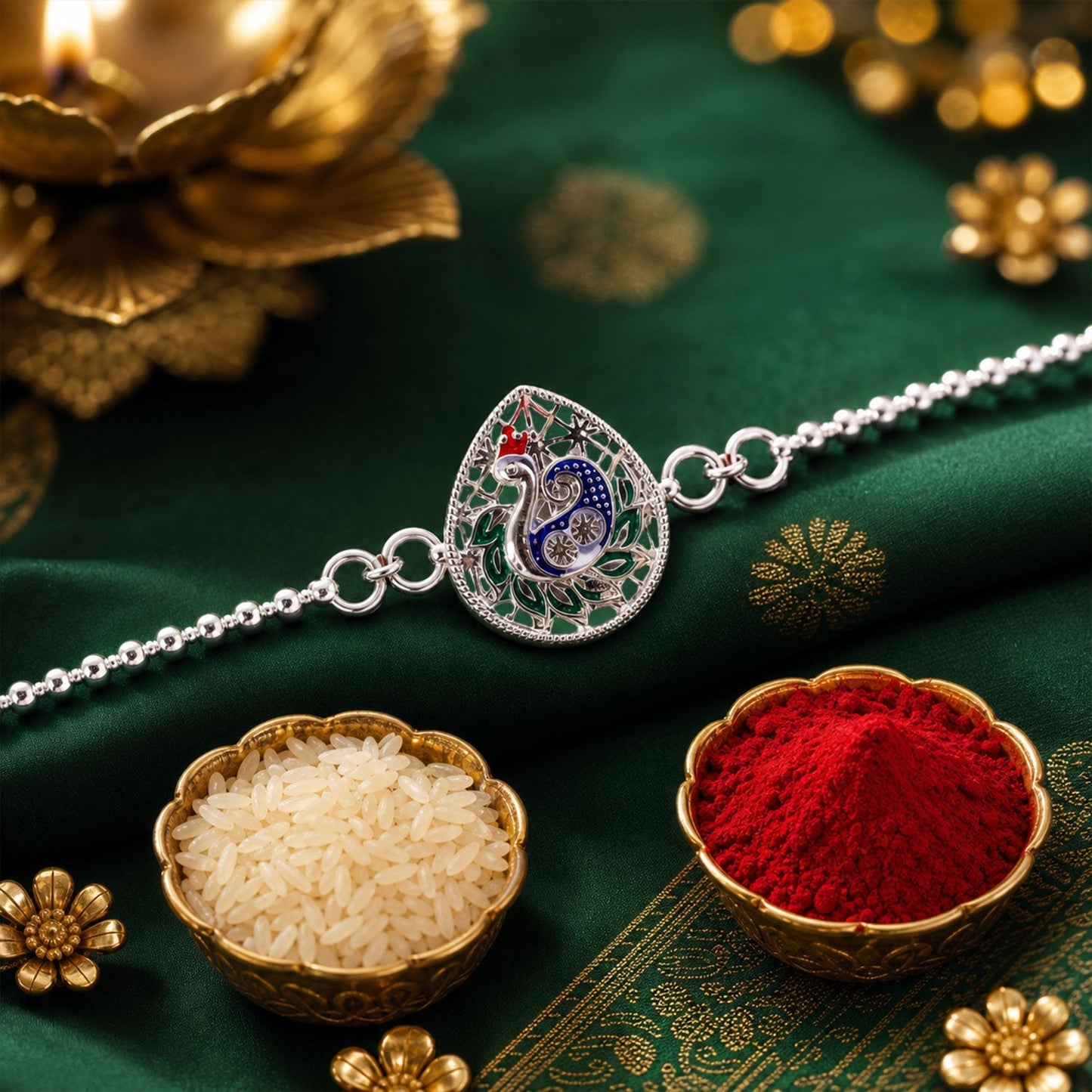 Stylish traditional chain bracelet with bright enamel work for festivals