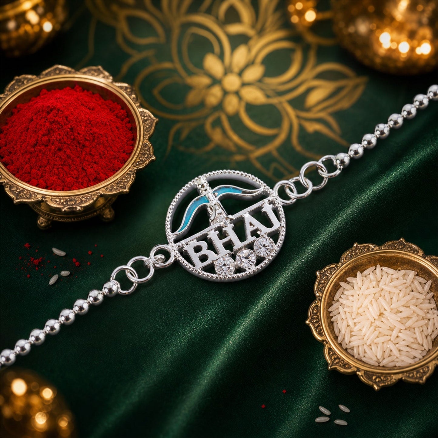 Elegant brother Rakhi with vibrant enamel design and premium finish