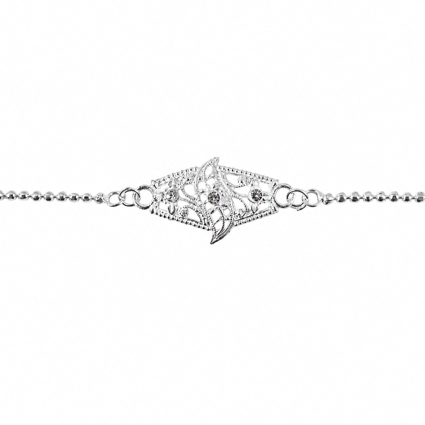 Elegant chain-style Rakhi with leaf and stone design for brothers