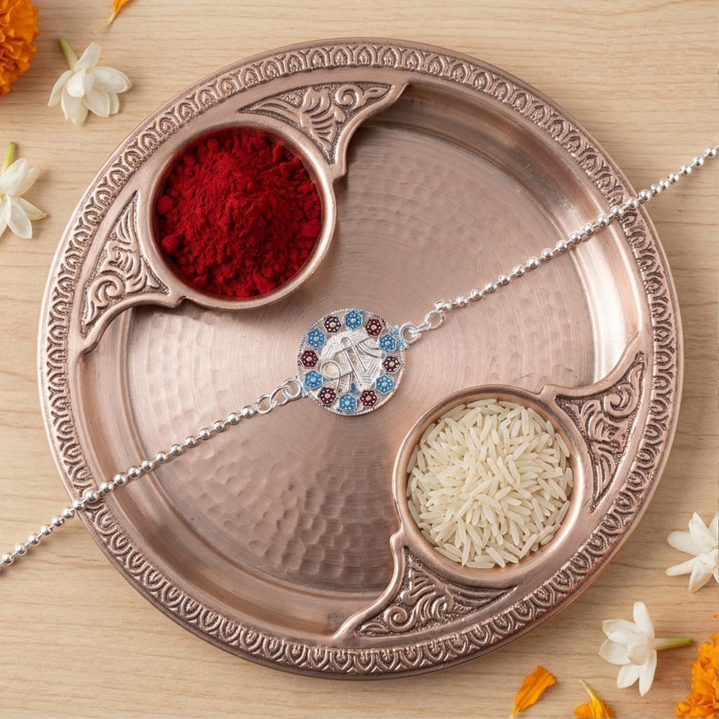 Elegant enamel bracelet Rakhi in attractive colors for Raksha Bandhan