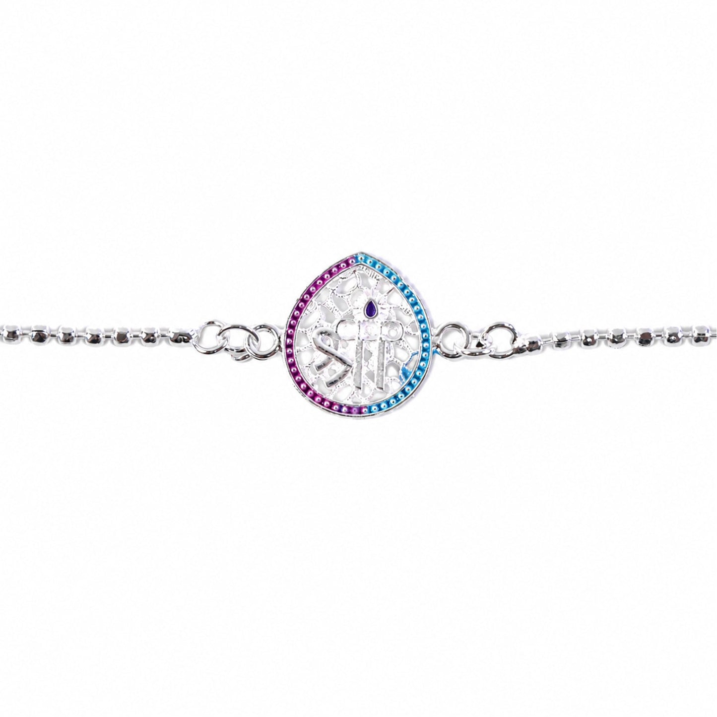 Beautiful designer rakhi featuring enameled teardrop charm for brothers