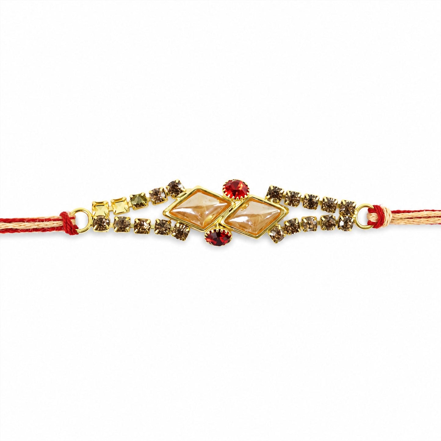 Diamond Kundan Stone Crystal Studded Fancy Thread Rakhi for Brother