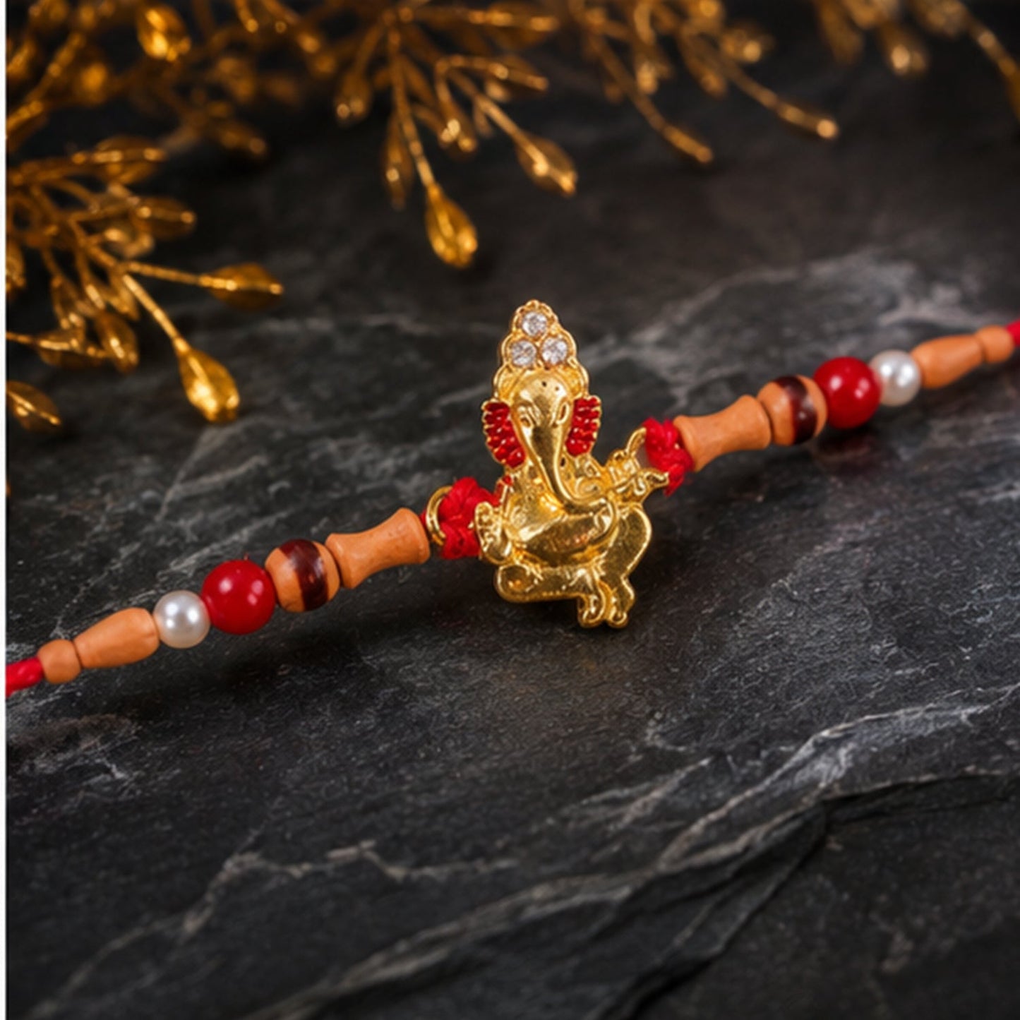 Elegant handcrafted rakhi with decorative beads and stylish design for Raksha Bandhan