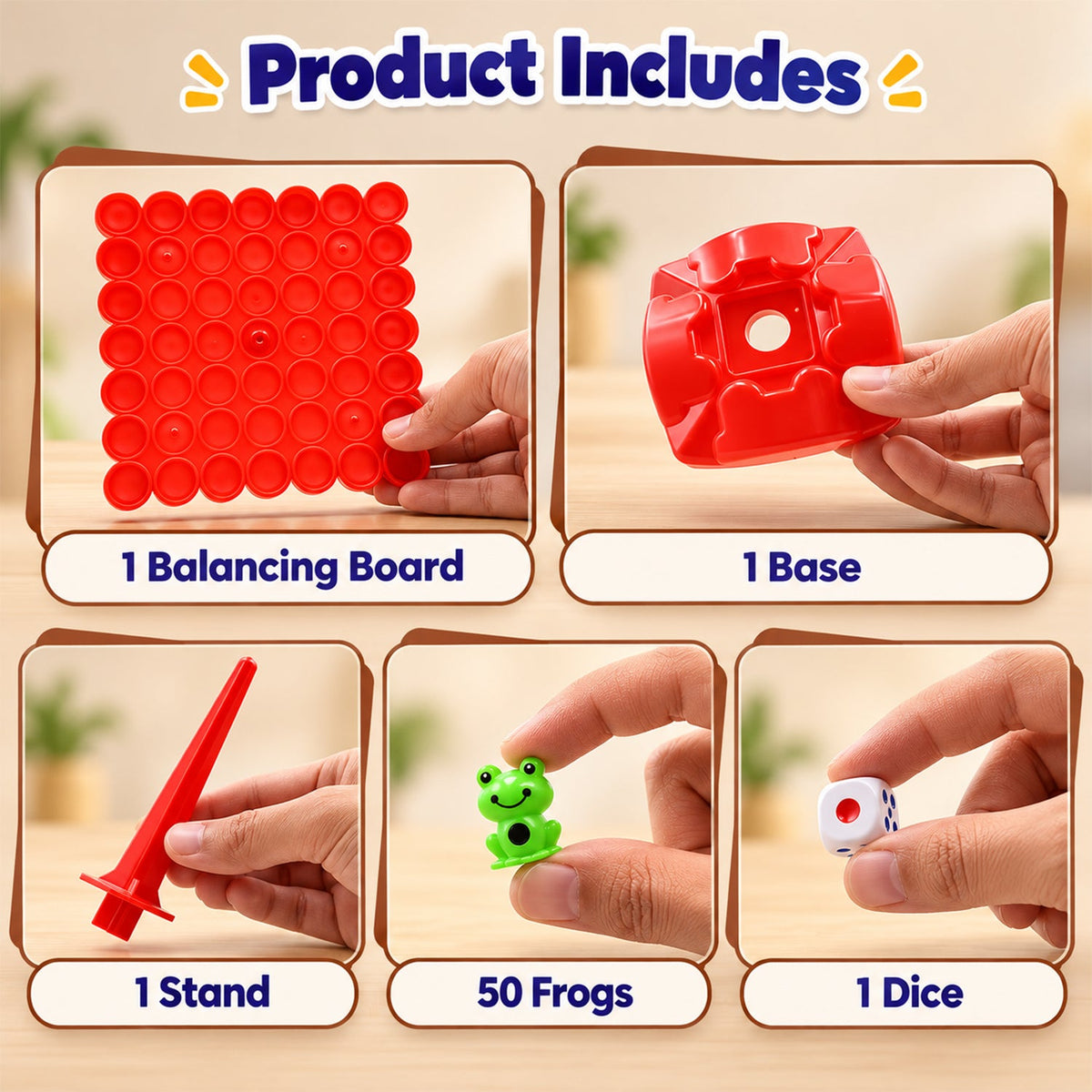 Frog Balancing Board Game With Dice For Kids And Family Playtime (1 Set)