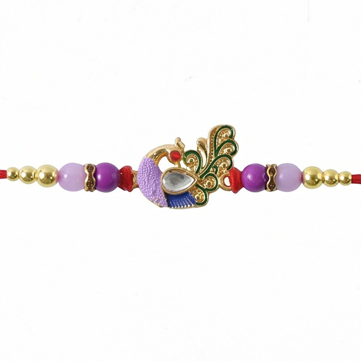 Lightweight designer Rakhi with elegant peacock center