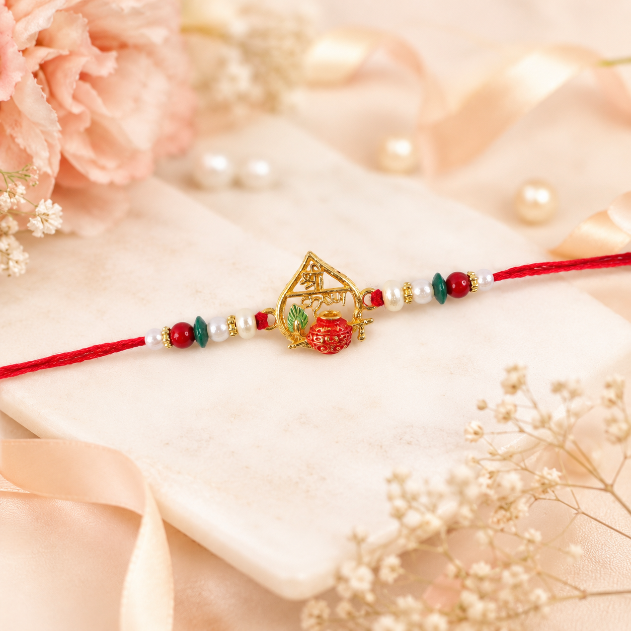 Elegant beaded design rakhi suitable for brothers of all ages