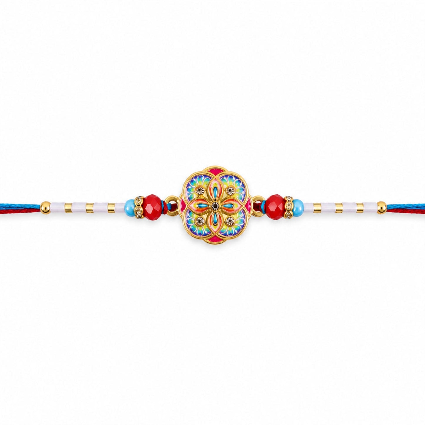 Traditional and stylish colorful kundan rakhi