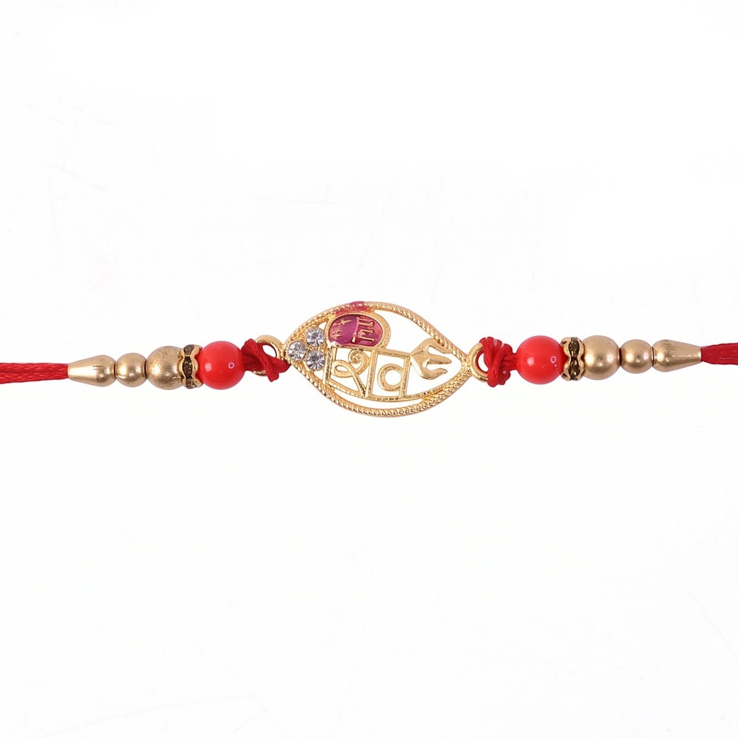 Elegant Rakhi for Raksha Bandhan with red and pearl accents